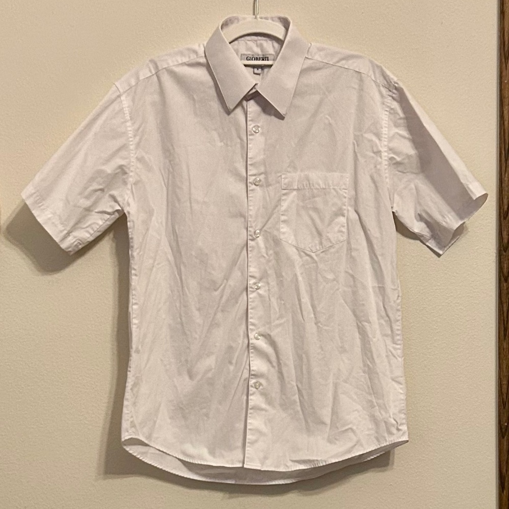 GIOBERTI Mens’s White Short Sleeved Dress Shirt, Size Small